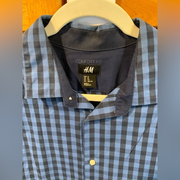 H&M Navy and Light Blue Plaid Shirt - Picture 2 of 4